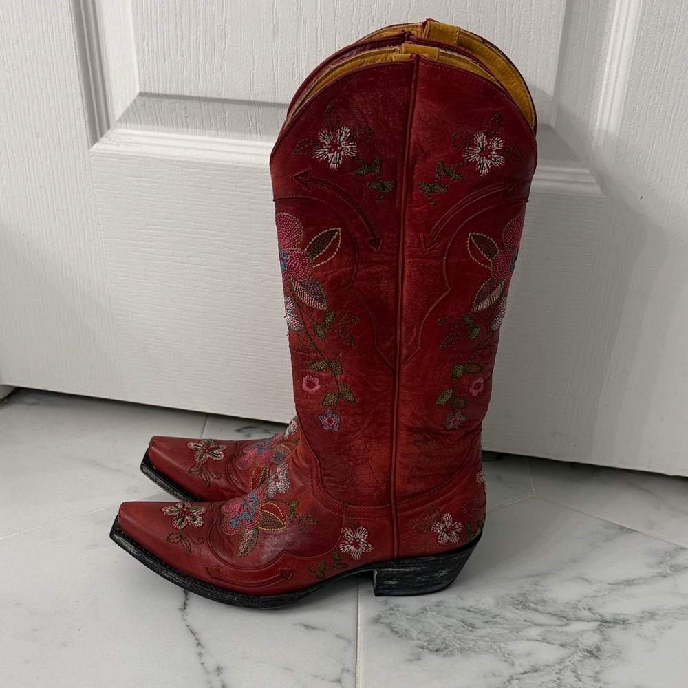 Old Gringo Bonnie Red Embroidered Cowboy Boots 6